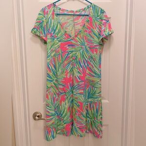 EUC Lilly Pulitzer Jessica short sleeve dress, size medium, palm lizard print